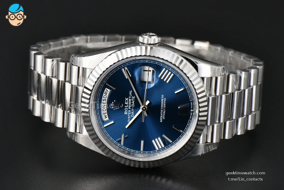 DayDate 40MM Weighted VSF Blue Dial Roman Marker President Bracelet DD3255