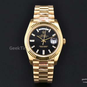 DayDate 40mm YG GMF Black Dial Diamond Marker President Bracelet VR3255 Tungsten