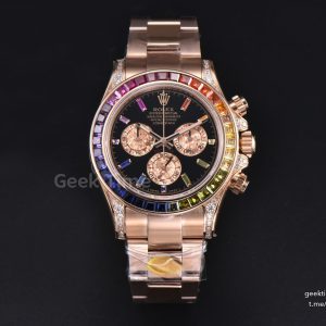 Daytona 116598  Rainbow ZF Black Diamonds Dial on RG Bracelet SH4130