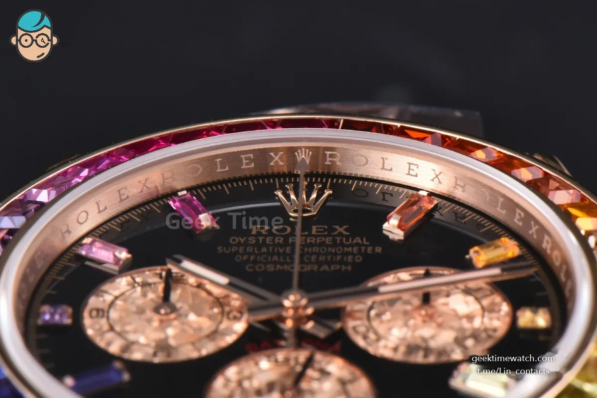 Daytona 116598 Rainbow ZF Black Diamonds Dial on RG Bracelet SH4130