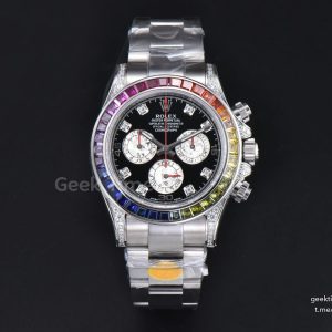 Daytona 116599 Rainbow ZF   Black Diamonds Dial on SS Bracelet SH4130