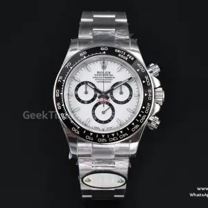 Daytona 126500 Panda 40mm UFO 904L White Dial SS Braclet UF4131 Free Sprung