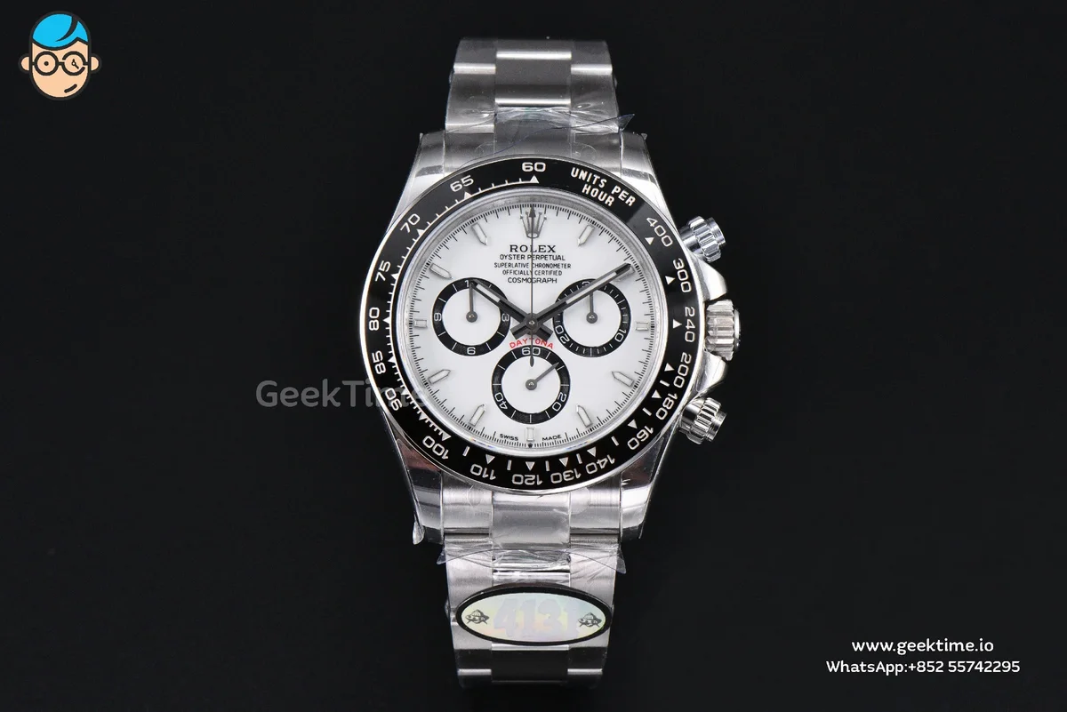 Daytona 126500 Panda 40mm UFO 904L White Dial SS Braclet UF4131 Free Sprung