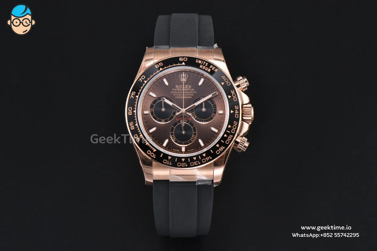 Daytona 126515 40mm UFO RG Black Ceramic Bezel Brown Dial Oysterflex Strap UF4131(Free Sprung)