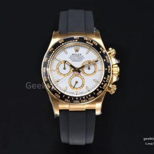 Daytona 126518 40mm Clean YG Black Bezel White Dial Lume Marker Black Oysterflex Strap SH4131