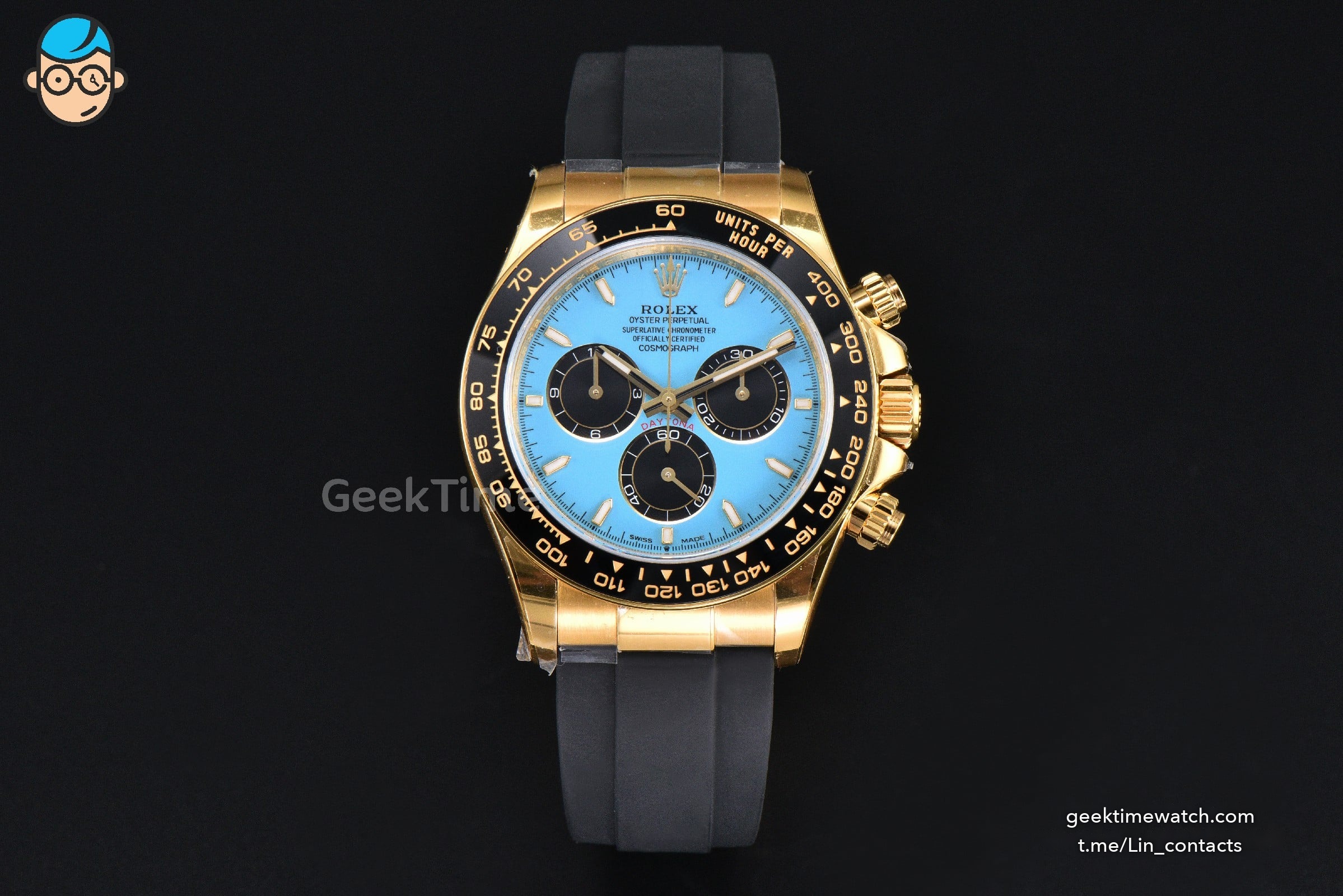 Daytona 126518 40mm UFO YG Tiffany Blue Dial Black Subdial Oysterflex Strap UF4131(Free Sprung)