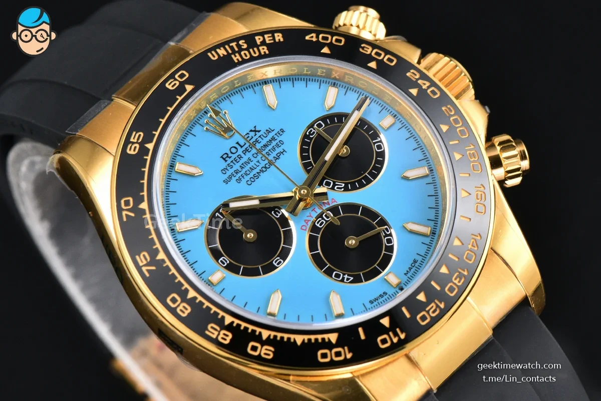 Daytona 126518 40mm UFO YG Tiffany Blue Dial Black Subdial Oysterflex Strap UF4131(Free Sprung)