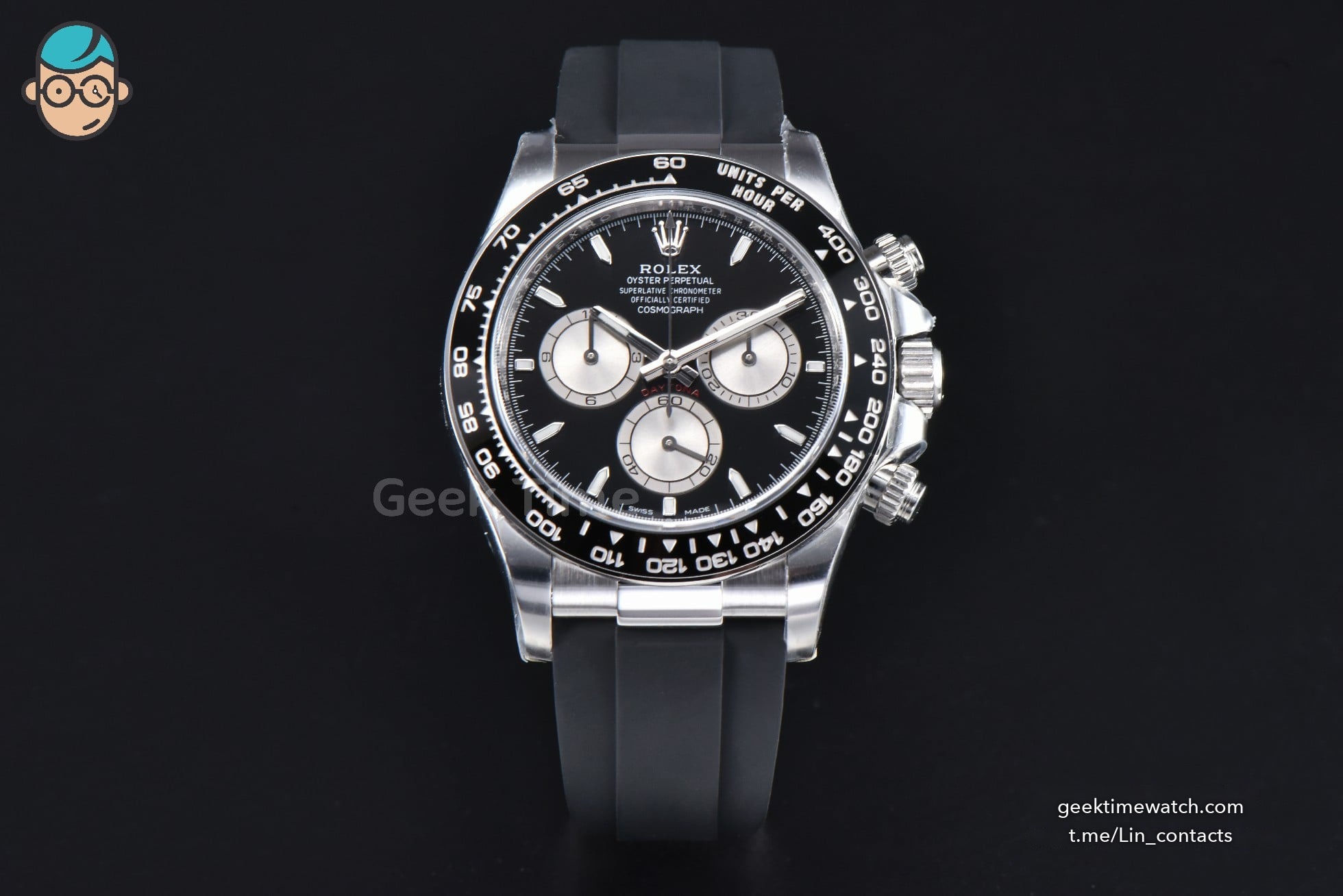Daytona 126519 40mm Clean SS Black Dial Silver Subdial Oysterflex Strap DD4131