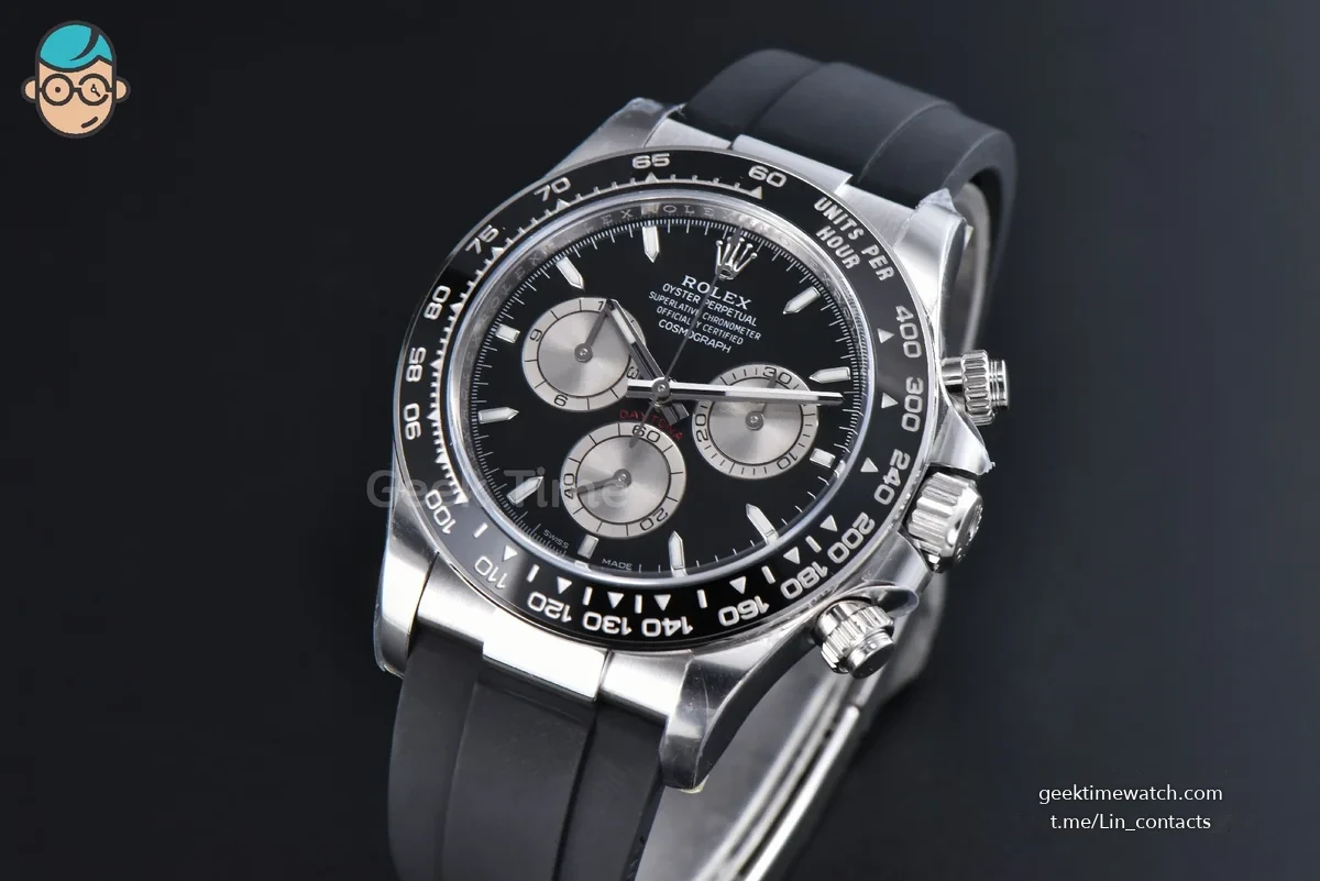 Daytona 126519 40mm Clean SS Black Dial Silver Subdial Oysterflex Strap DD4131