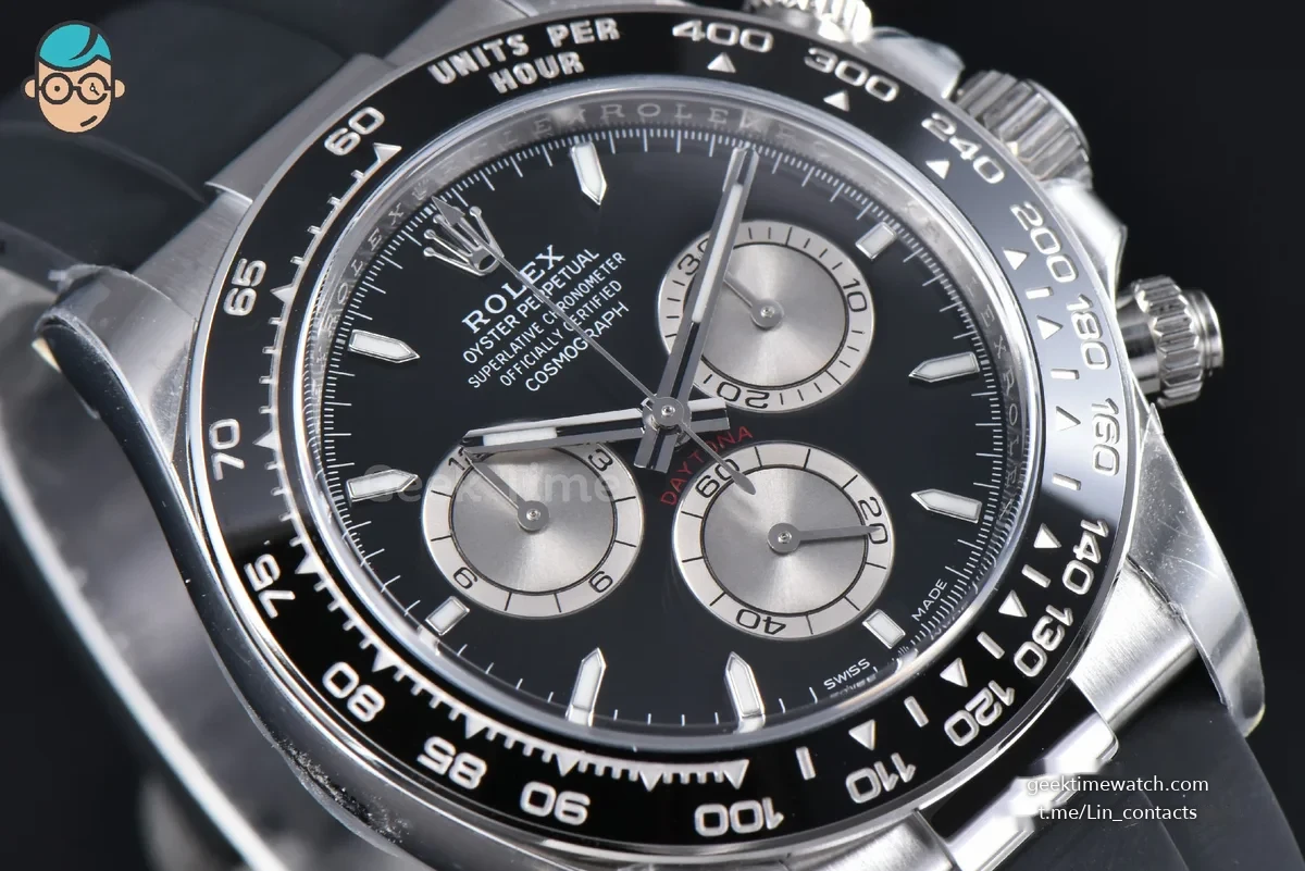 Daytona 126519 40mm Clean SS Black Dial Silver Subdial Oysterflex Strap DD4131