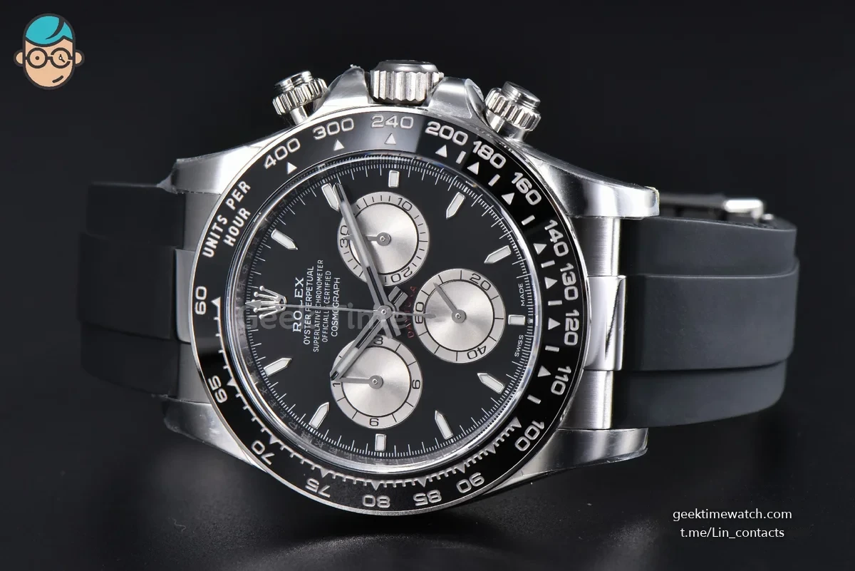 Daytona 126519 40mm Clean SS Black Dial Silver Subdial Oysterflex Strap DD4131
