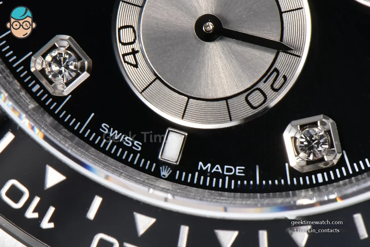Daytona 126519 40mm SS BPF Black Dial Sliver Subdial Diamond Marker Black Oysterflex Strap SH4131