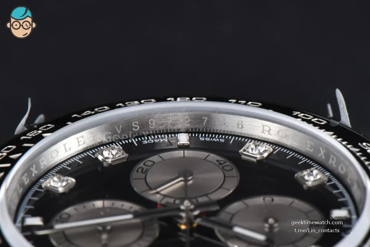 Daytona 126519 40mm SS BPF Black Dial Sliver Subdial Diamond Marker Black Oysterflex Strap SH4131
