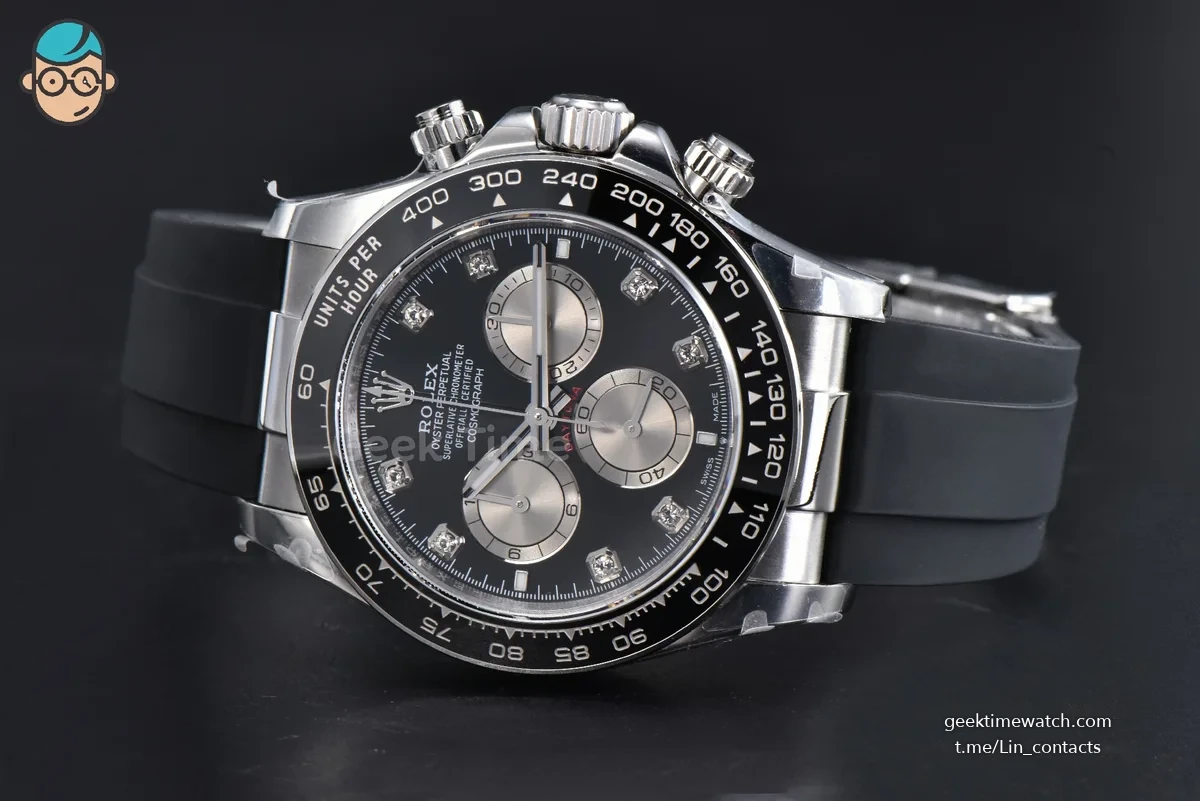Daytona 126519 40mm SS BPF Black Dial Sliver Subdial Diamond Marker Black Oysterflex Strap SH4131