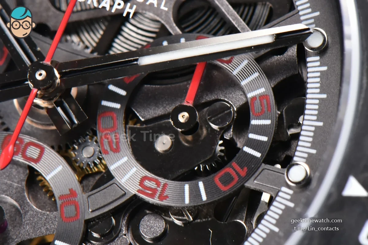 Daytona Montoya Carbon Fiber 40mm DIWF Skeleton Dial Red Hand Black Nylon Strap 4130