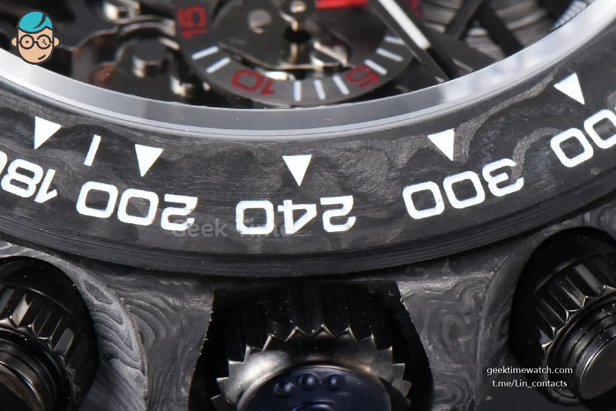 Daytona Montoya Carbon Fiber 40mm DIWF Skeleton Dial Red Hand Black Nylon Strap 4130