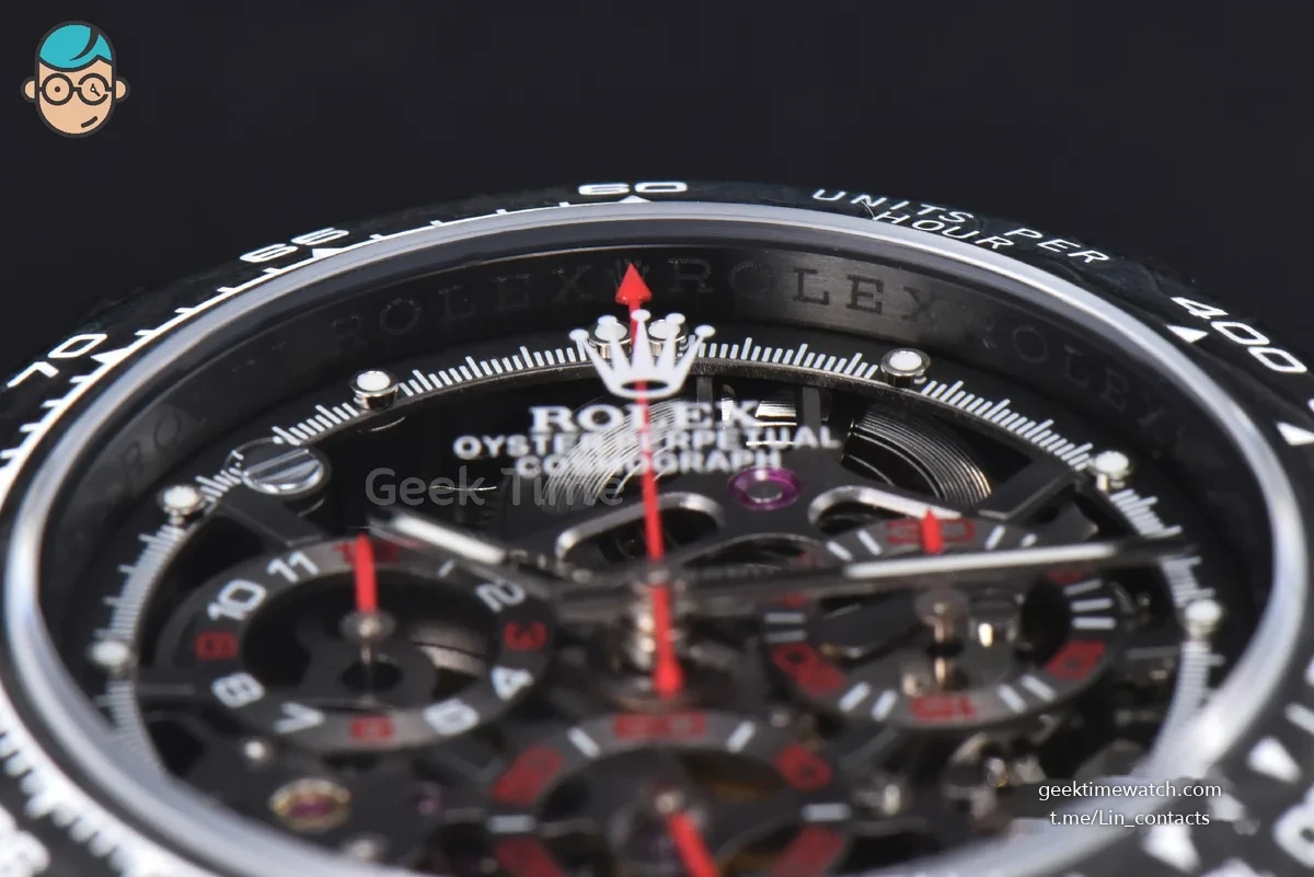 Daytona Montoya Carbon Fiber 40mm DIWF Skeleton Dial Red Hand Black Nylon Strap 4130
