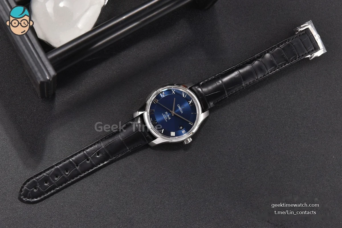 De Ville Hour Vision VSF 41MM Blue Dial Black Croco Strap A8500