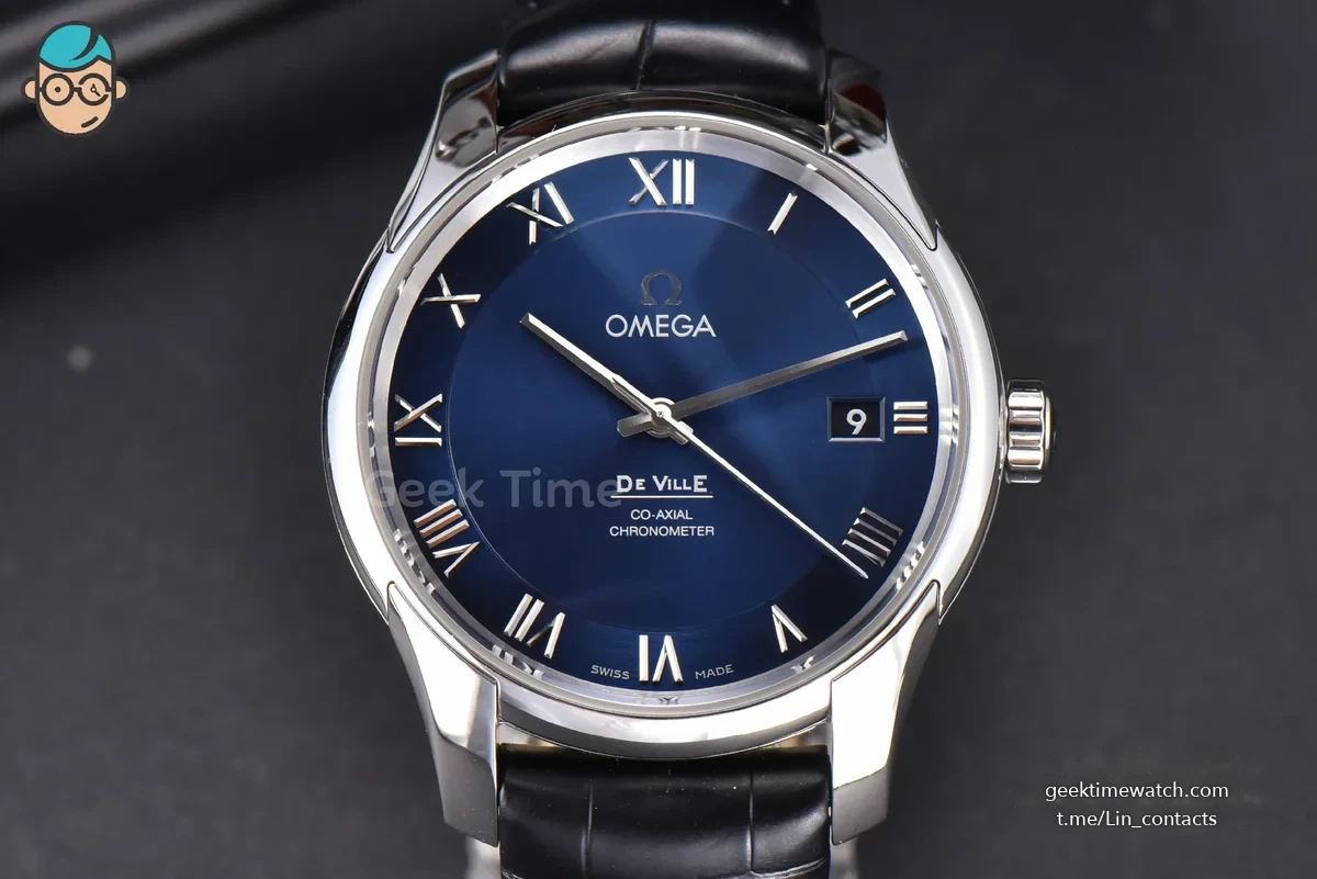 De Ville Hour Vision VSF 41MM Blue Dial Black Croco Strap A8500
