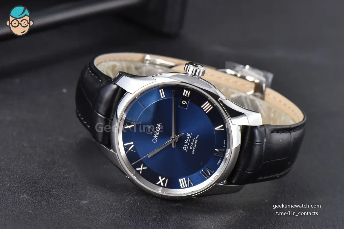 De Ville Hour Vision VSF 41MM Blue Dial Black Croco Strap A8500