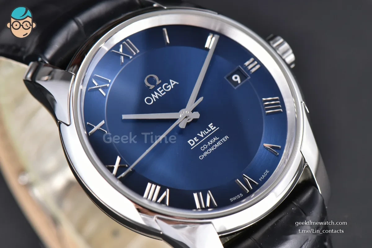 De Ville Hour Vision VSF 41MM Blue Dial Black Croco Strap A8500