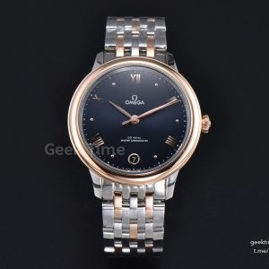 De Ville Ladies Prestige 34mm VSF Blue Dial RG Roman Marker RG/SS Bracelet A8800