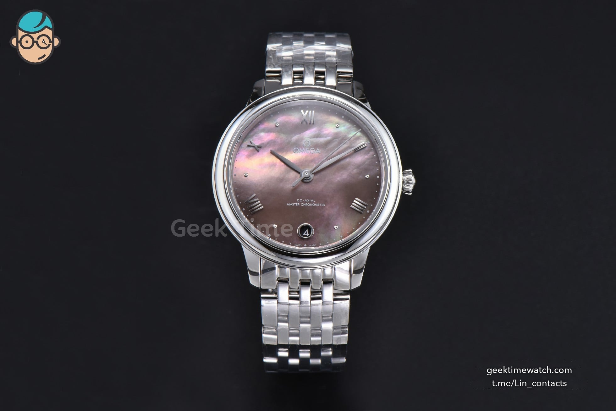 De Ville Ladies Prestige 34mm VSF Pink MOP Dial SS Bracelet A8800