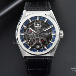 Defy Classic LF 41MM Skeleton Blue Dial Blue Gummy Strap A2892