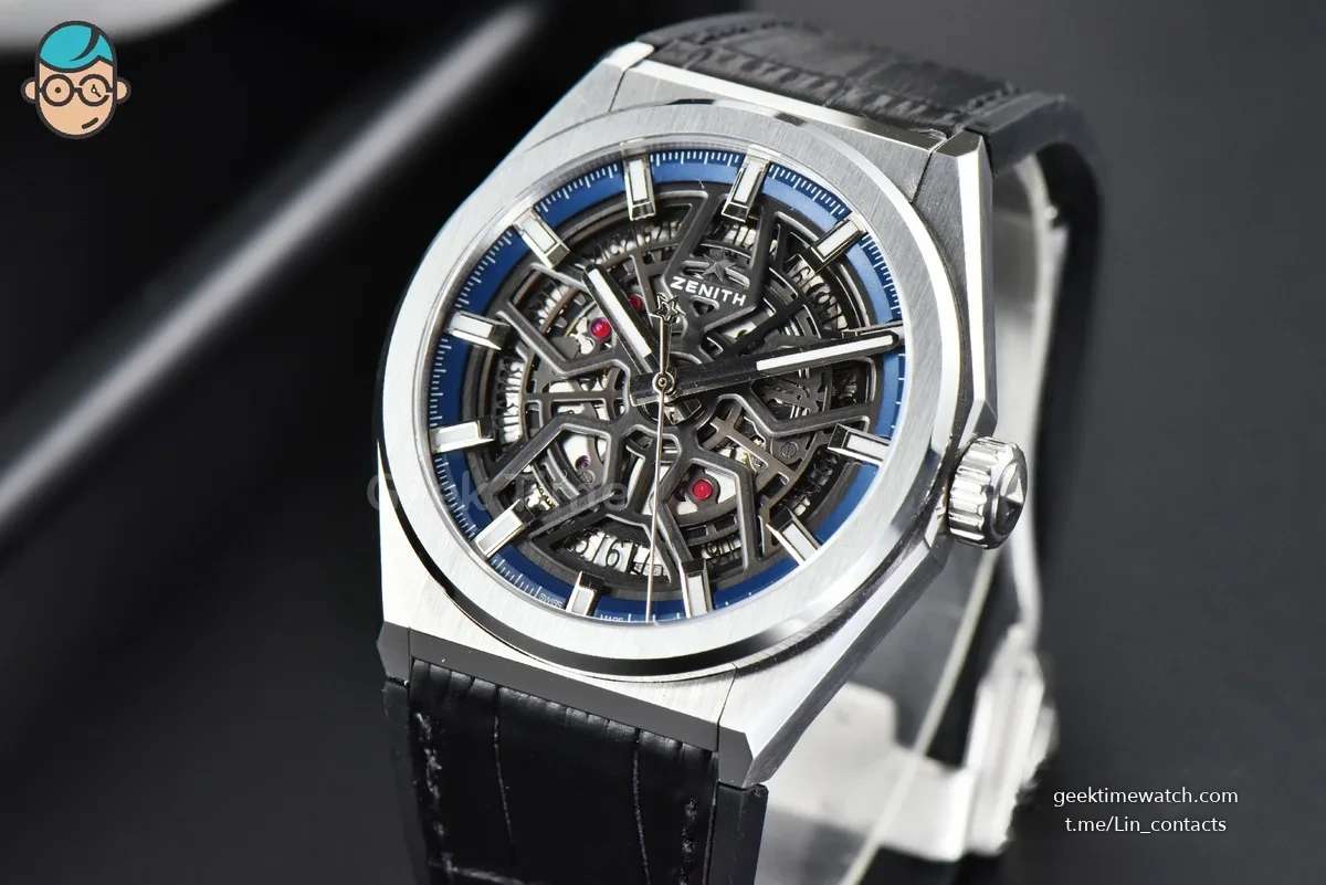 Defy Classic LF 41MM Skeleton Blue Dial Blue Gummy Strap A2892