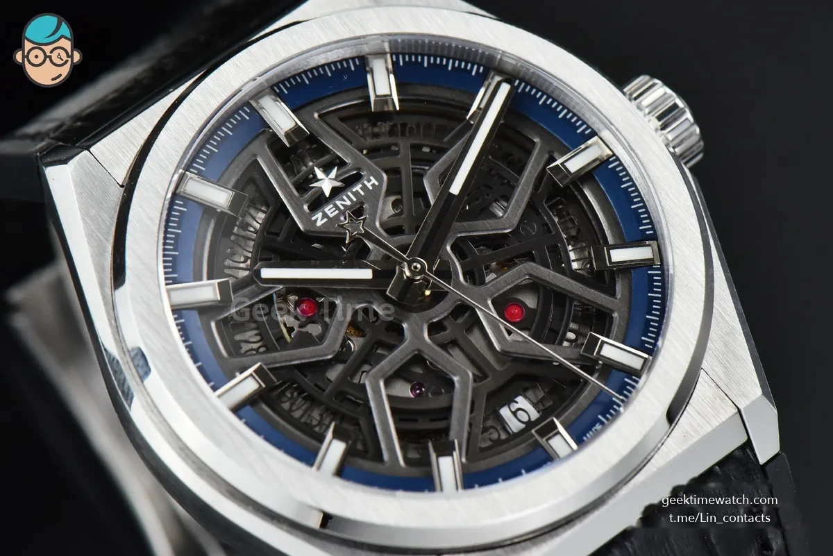 Defy Classic LF 41MM Skeleton Blue Dial Blue Gummy Strap A2892