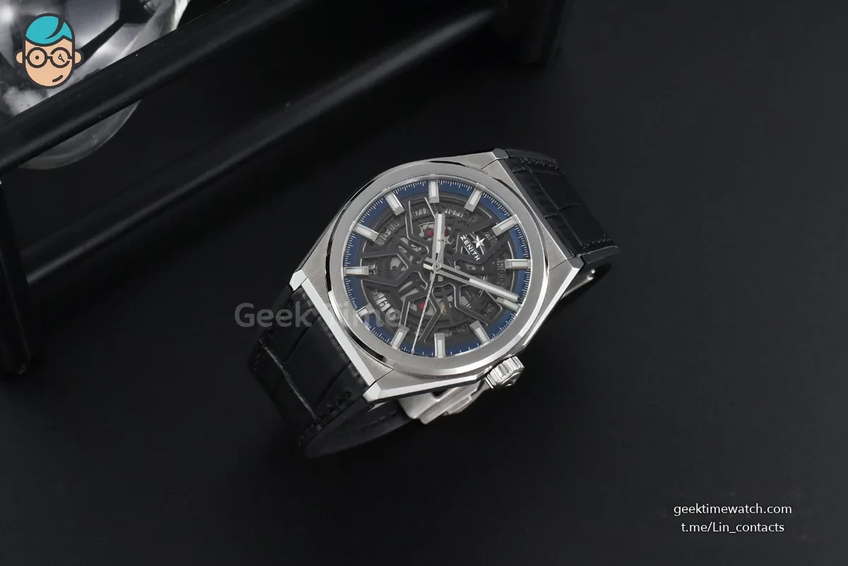 Defy Classic LF 41MM Skeleton Blue Dial Blue Gummy Strap A2892