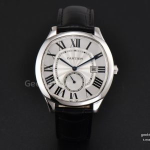 Drive De Cartier 40mm APSF White Dial Black Leather Strap A23J