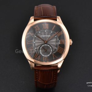 Drive De Cartier RG 40mm APS Gray Dial Brown Leather Strap A23J
