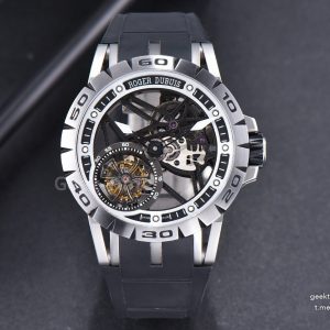 Excalibur Sports Tourbillon Titanium JBF 46MM Skeleton Dial Black Crown Black Rubber Strap