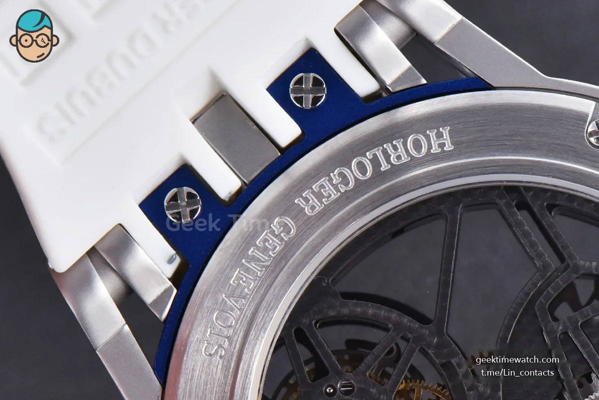 Excalibur Sports Tourbillon Titanium JBF 46MM Skeleton Dial Blue Crown White Rubber Strap