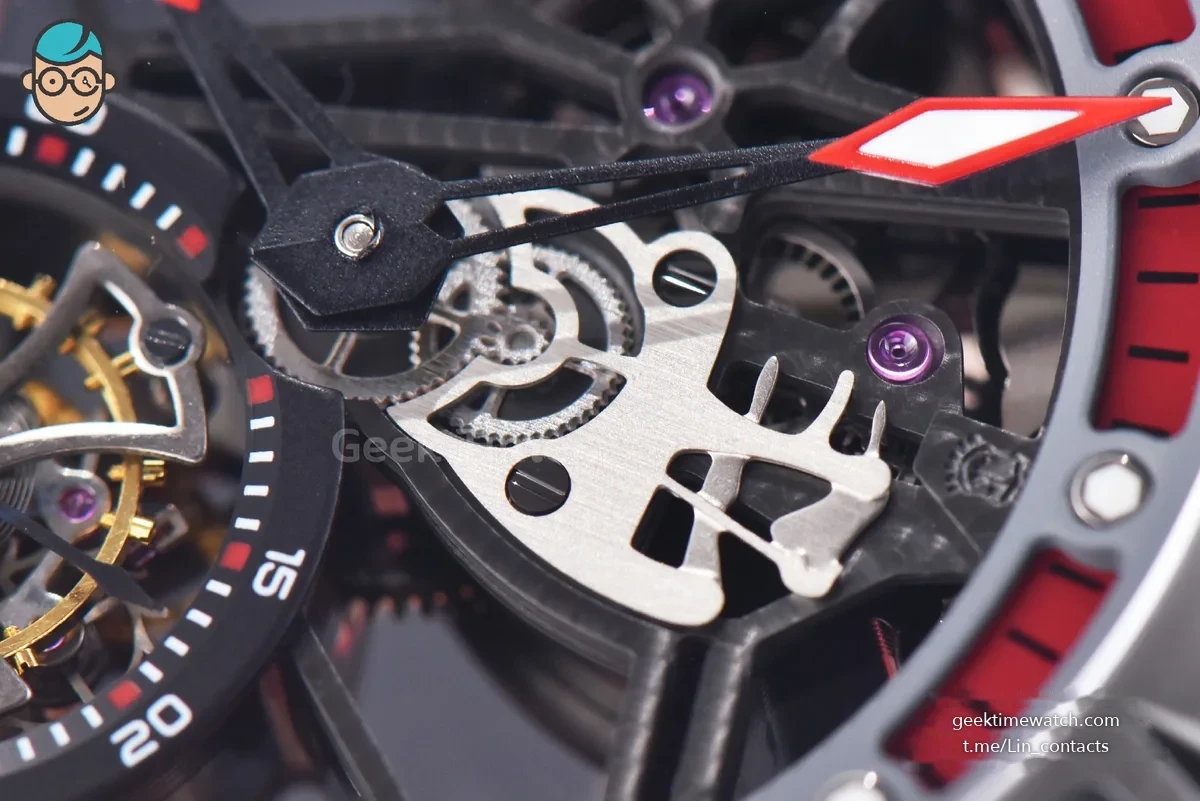 Excalibur Sports Tourbillon Titanium JBF 46MM Skeleton Dial Red Crown Red Rubber Strap
