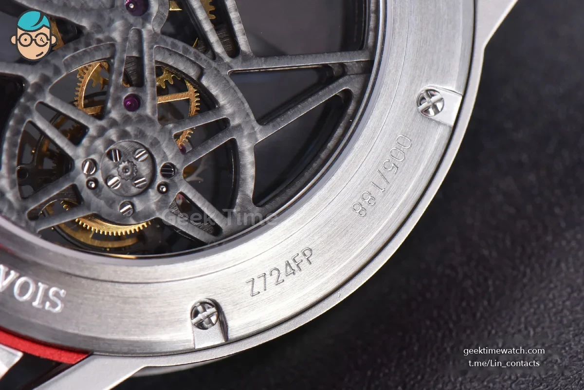 Excalibur Sports Tourbillon Titanium JBF 46MM Skeleton Dial Red Crown Red Rubber Strap