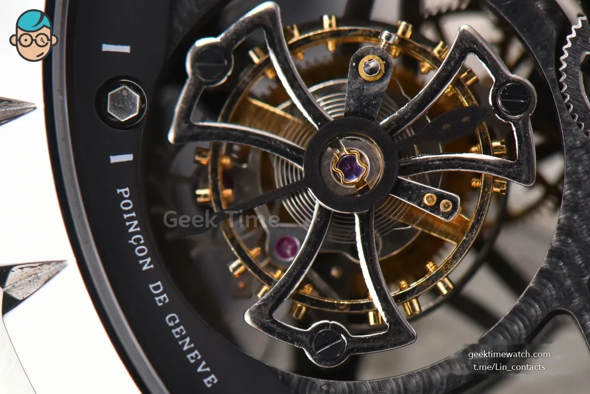 Excalibur SS JBF 45MM Black Crown Skeleton Dial Black Croc Leather Strap A2136 Tourbillon