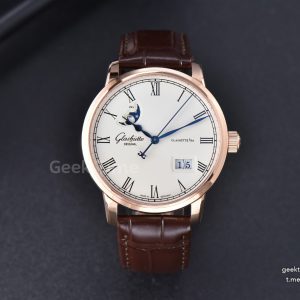 Excellence Panorama V9F 40MM RG Date Moonphase White Dial Brown Leather Strap A100