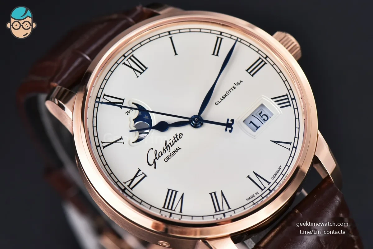 Excellence Panorama V9F 40MM RG Date Moonphase White Dial Brown Leather Strap A100