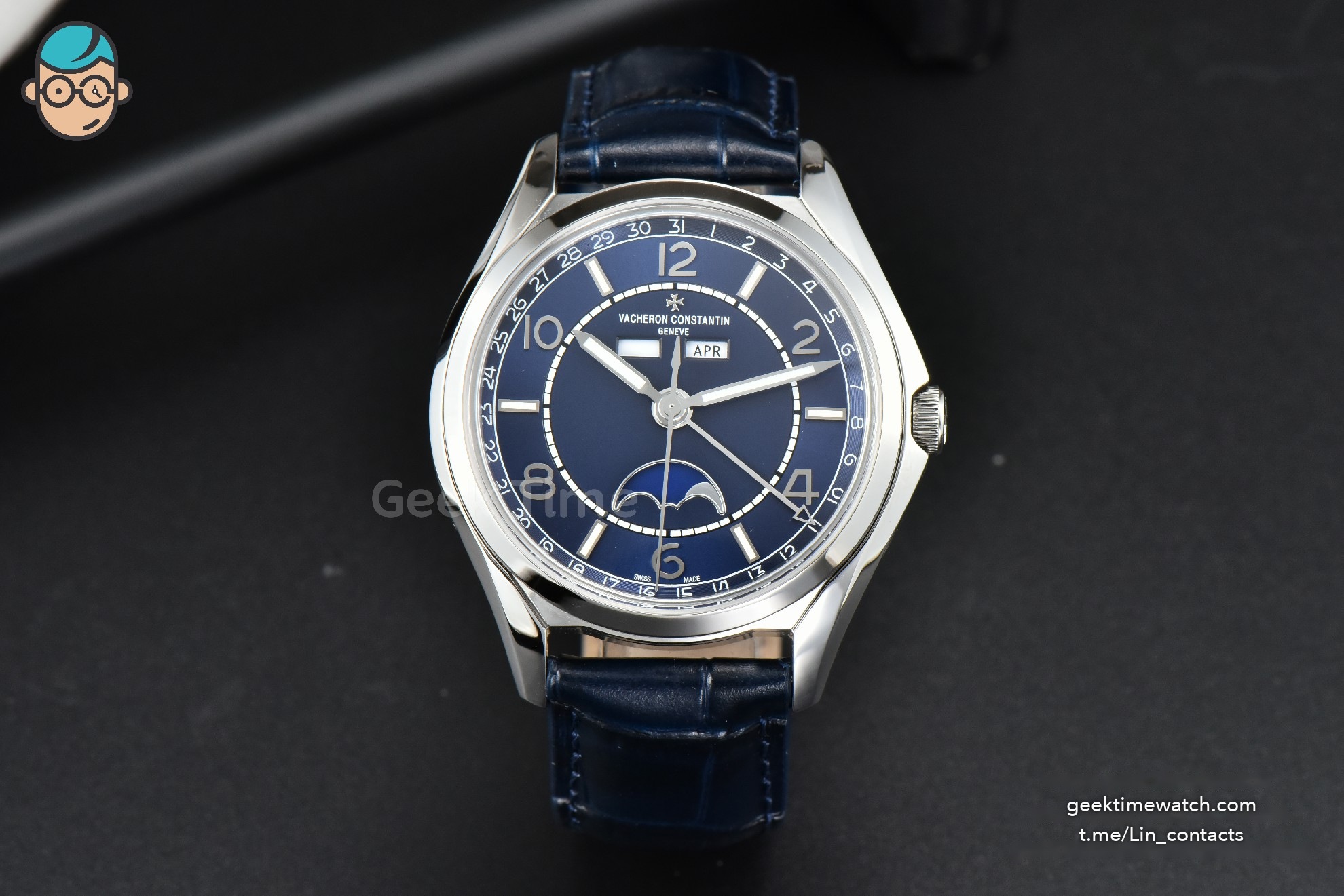Fiftysix Complete Calendar SS 40mm ZF Blue Dial Blue Leather Strap A2460
