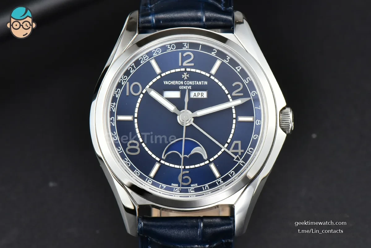 Fiftysix Complete Calendar SS 40mm ZF Blue Dial Blue Leather Strap A2460