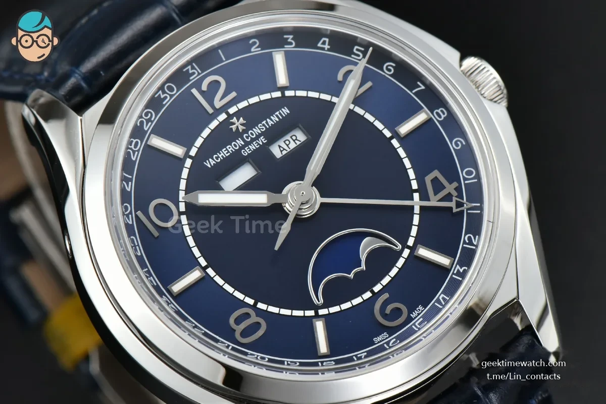 Fiftysix Complete Calendar SS 40mm ZF Blue Dial Blue Leather Strap A2460