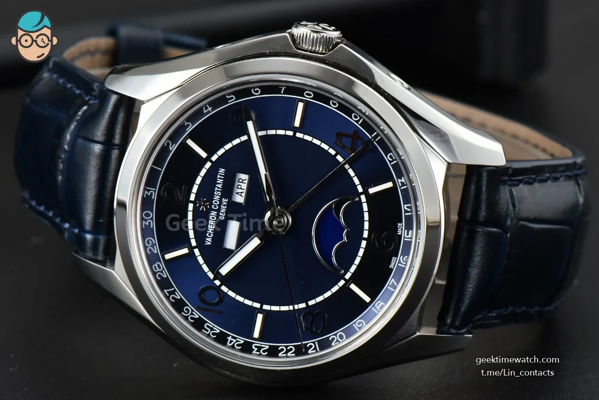 Fiftysix Complete Calendar SS 40mm ZF Blue Dial Blue Leather Strap A2460
