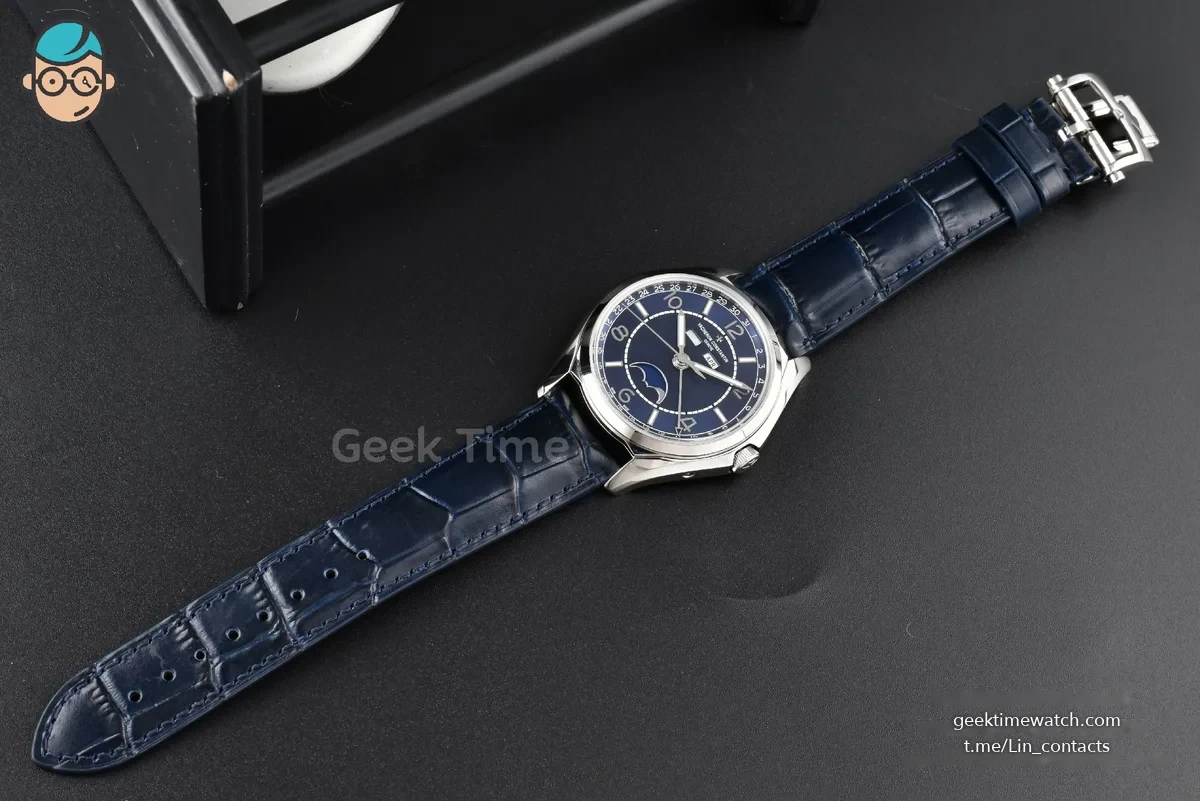 Fiftysix Complete Calendar SS 40mm ZF Blue Dial Blue Leather Strap A2460