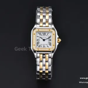 Panthère 22mm AF SS/YG Diamond Bezel White Dial SS/YG Bracelet Ronda Quartz