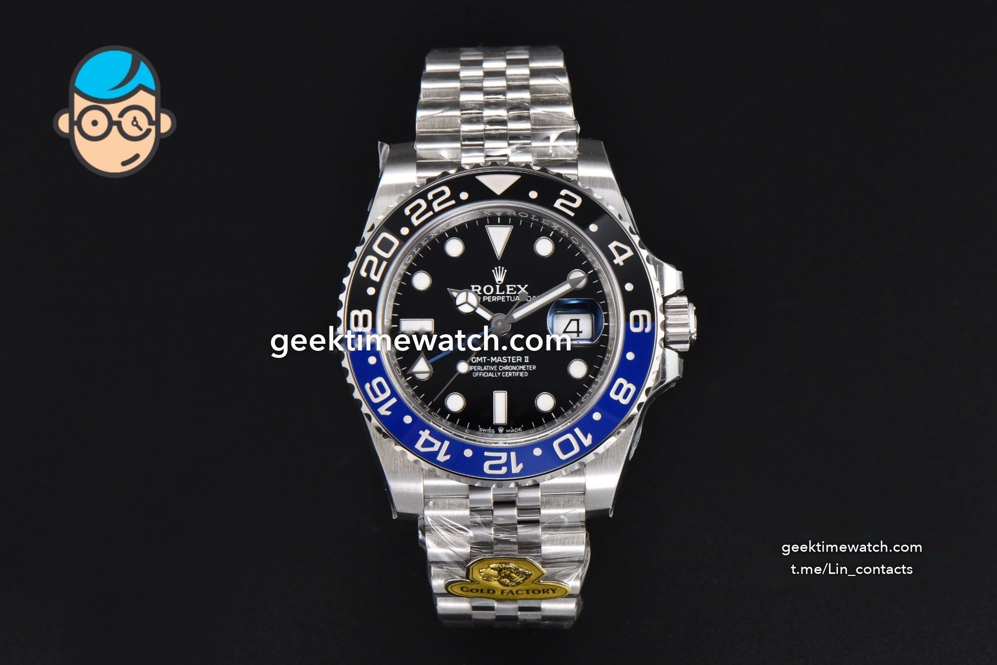GMT Master 126710 BLNR Batgirl Gold Factory Blue/Black Bezel Jubilee bracelet V4