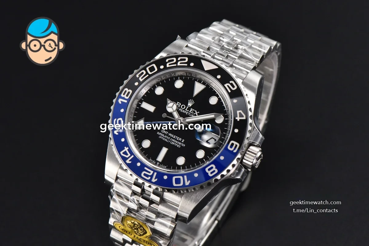 GMT Master 126710 BLNR Batgirl Gold Factory Blue/Black Bezel Jubilee bracelet V4