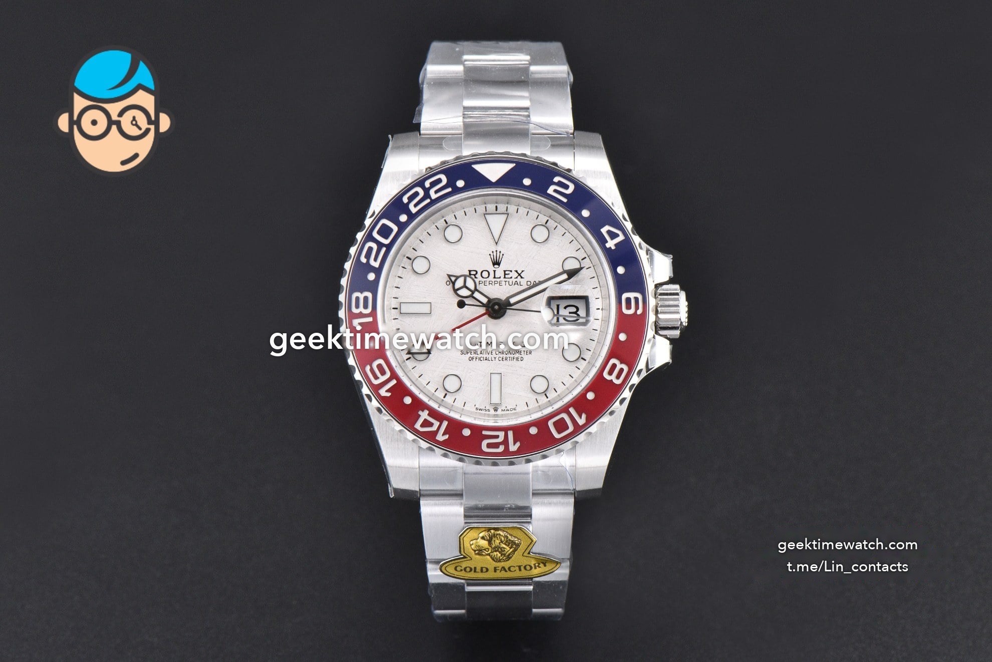 GMT Master 126710 BLRO Pepsi Gold Factory Meteorite Red/Blue Bezel Jubilee Bracelet V4 Weighted