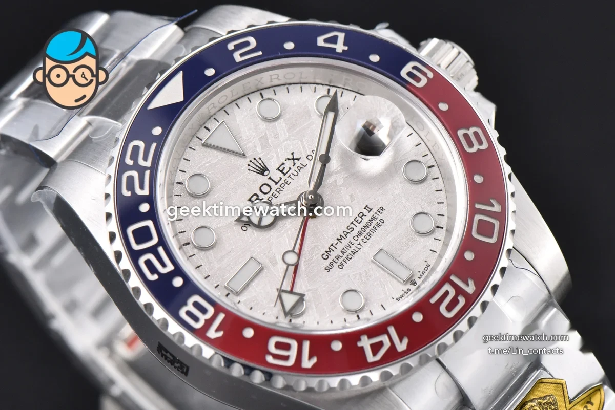 GMT Master 126710 BLRO Pepsi Gold Factory Meteorite Red/Blue Bezel Jubilee Bracelet V4 Weighted
